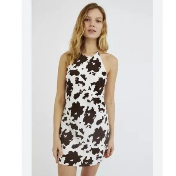 Urban Outfitters Cow print silky Halter Dress SM - Picture 5 of 12